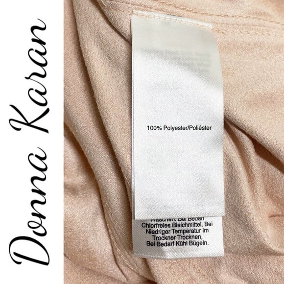 NWOT DONNA KARAN Microsuede Blush Pink Shimmer Open Waterfall Cardigan Jacket, 8 - Picture 6 of 9